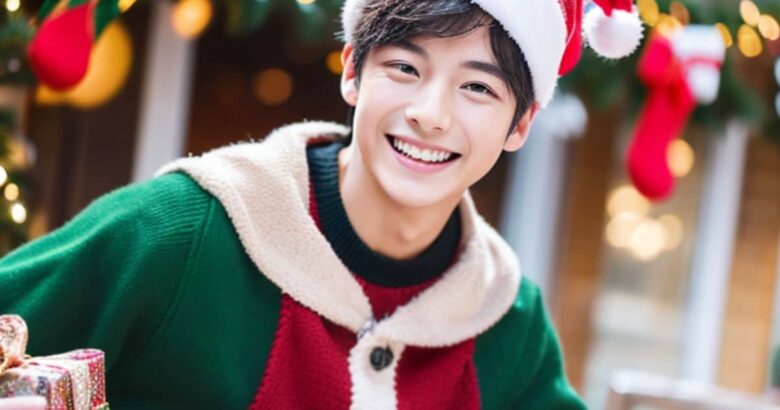 サンタクロースのコスプレの青年